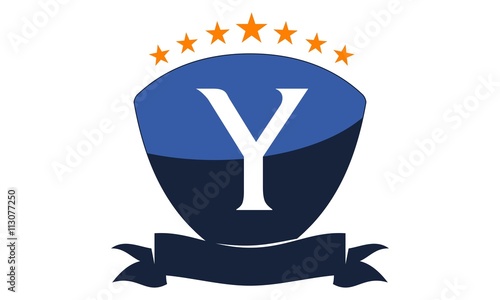 Emblem Star Ribbon Shield Initial Y