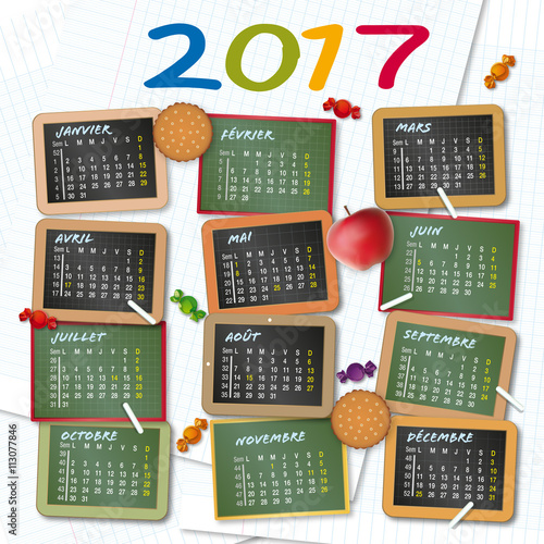 2017 Calendrier - Ecole - Ardoises
