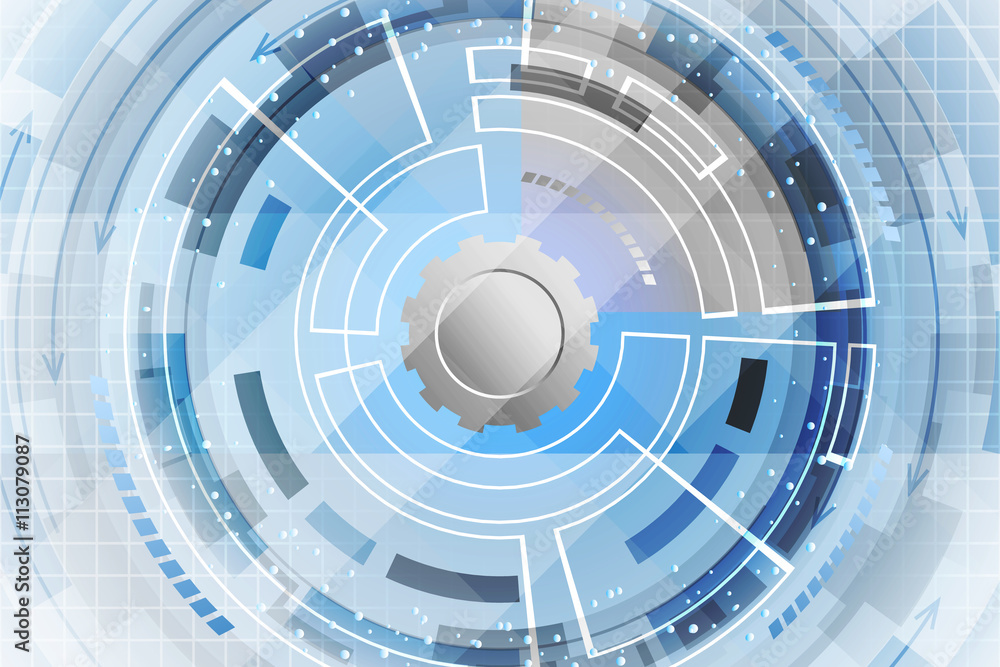 Blue abstract vector technological futuristic background with gear wheel. Blue abstract vector technological futuristic background with gear wheel.