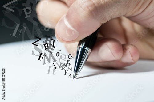 mano, scrivere, firmare, penna, lettera photo