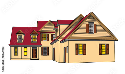 House Isolated on White Background. Single Family Home 3D. vector illustration