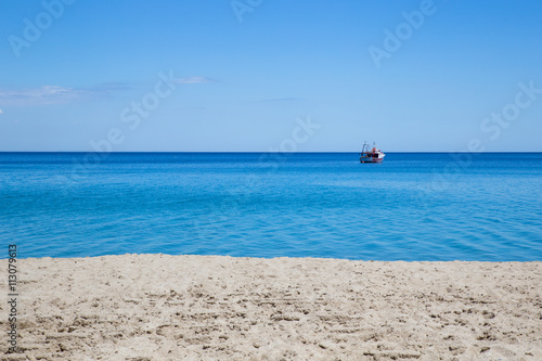 sandy beach and blue sea