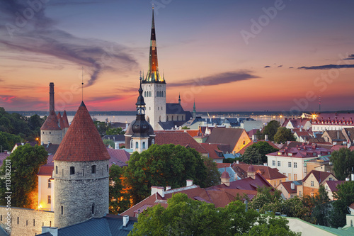 Tallinn. Image of Old Town Tallinn in Estonia during sunset.