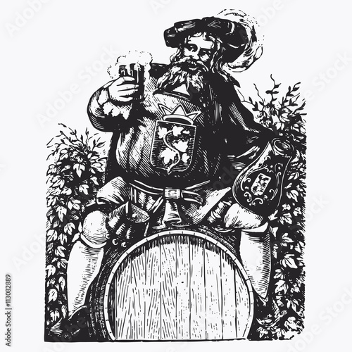 Vintage barrel engraving, ephemeral vector illustration