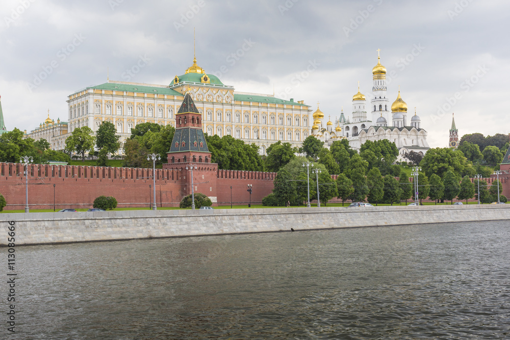 The towers and walls of Moscow Kremlin from the Moskva river
