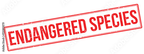 Endangered species red rubber stamp on white