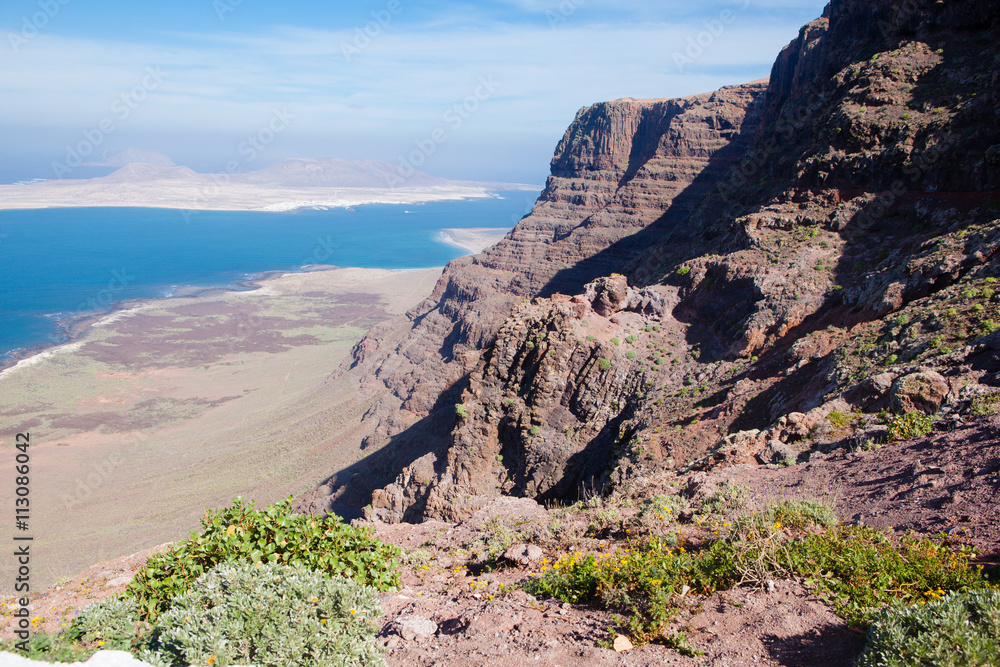 View of Graciosa Island from el Mirador del Rio view point, Lanzarote Island, Canary Islands