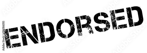 Endorsed black rubber stamp on white