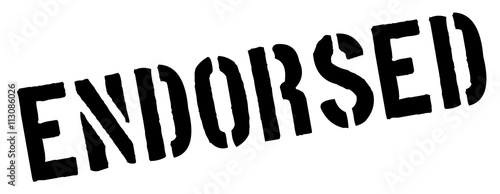 Endorsed black rubber stamp on white
