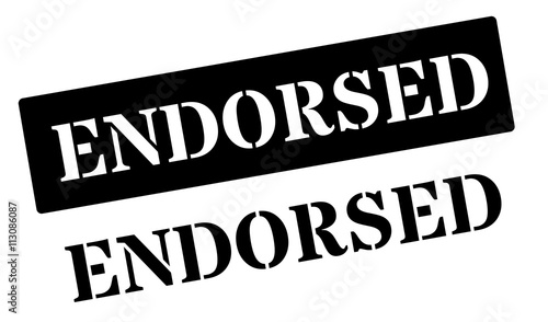 Endorsed black rubber stamp on white