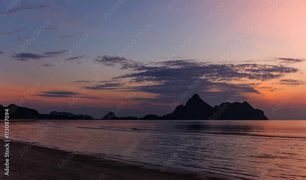 Colorful sunset over sea.