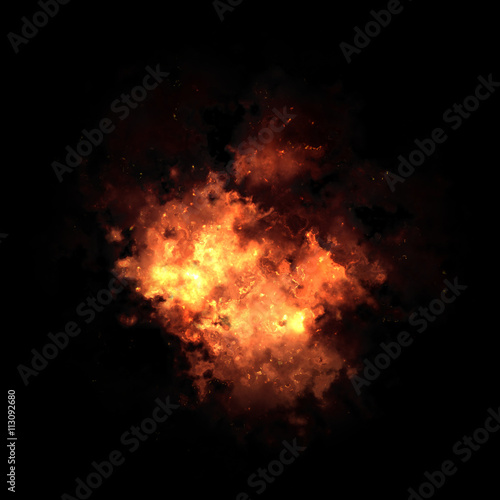 Fire Explosion Isolated On Black Background