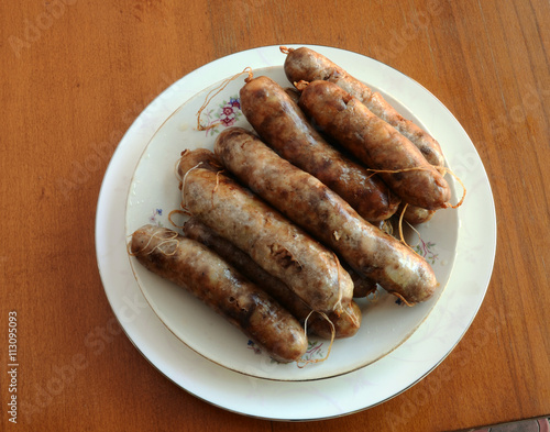 a several homemade fried sausage