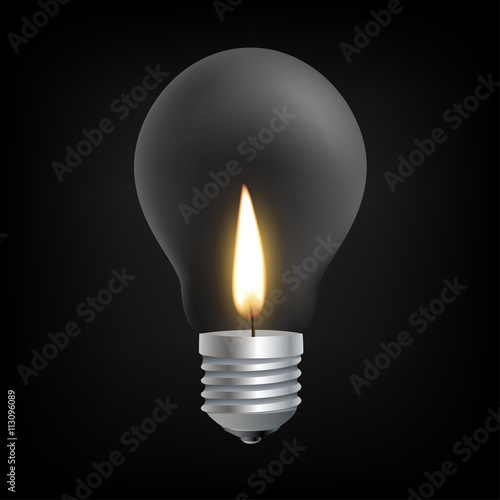 Candle light in Incandescent Light bulb concept