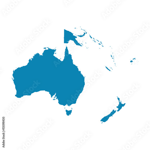 Map of Oceania on a white background. Flat vector