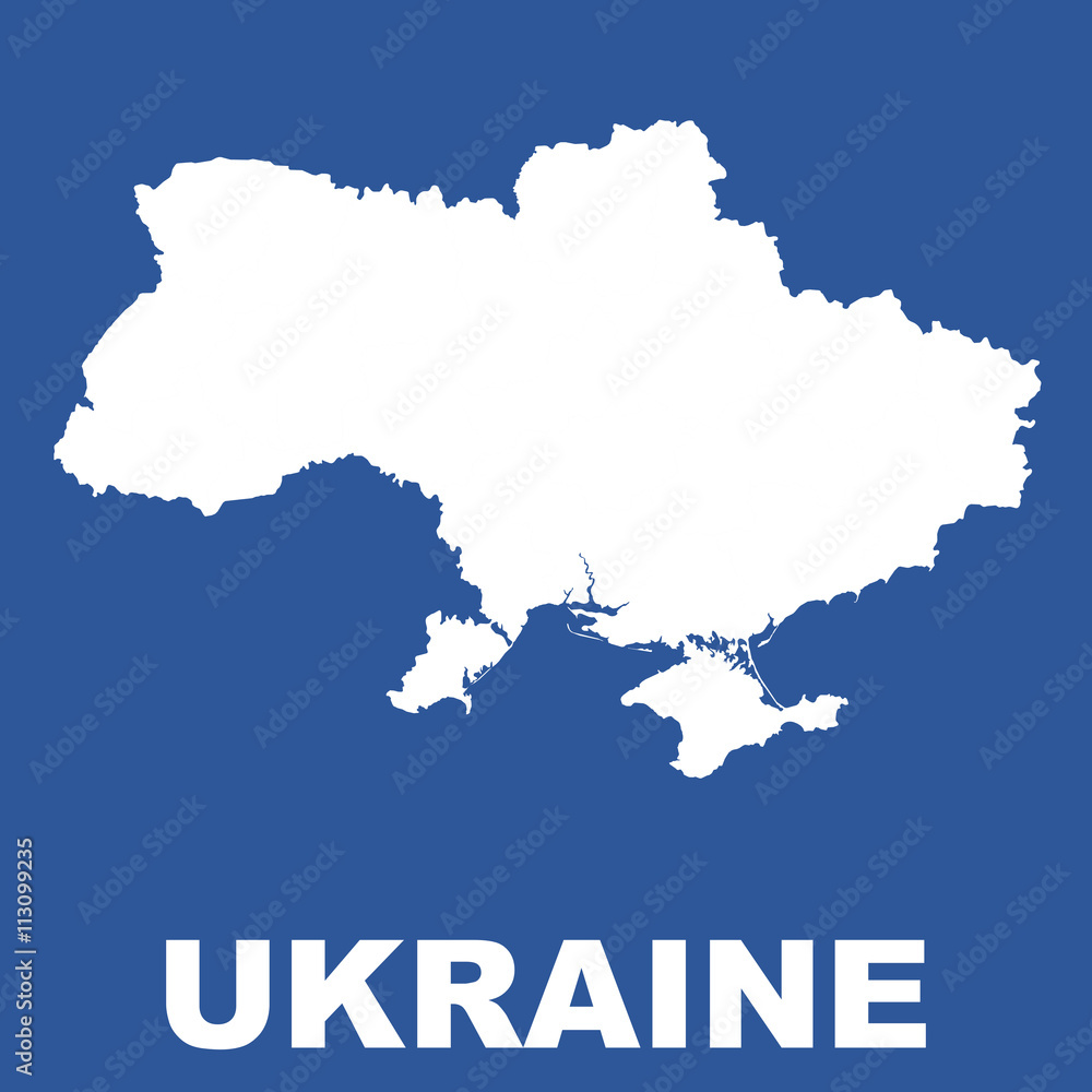 Ukraine map on blue background. Flat vector