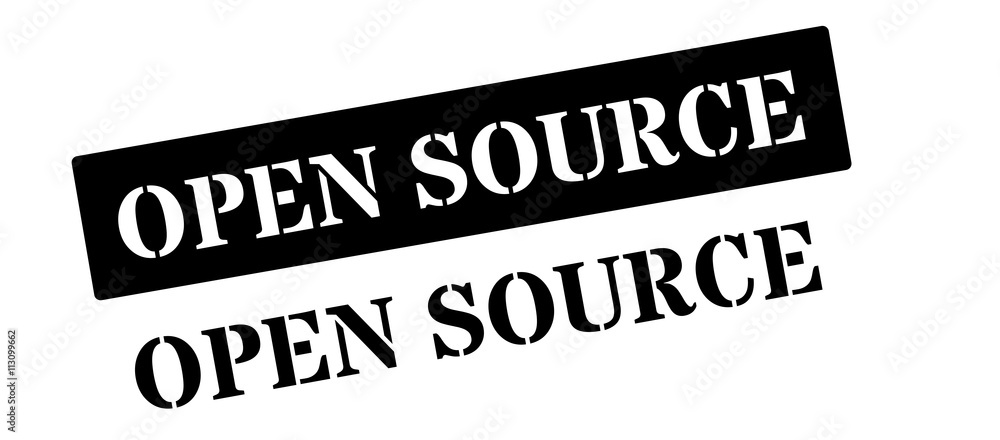 Open Source black rubber stamp on white Open Source black rubber stamp on white