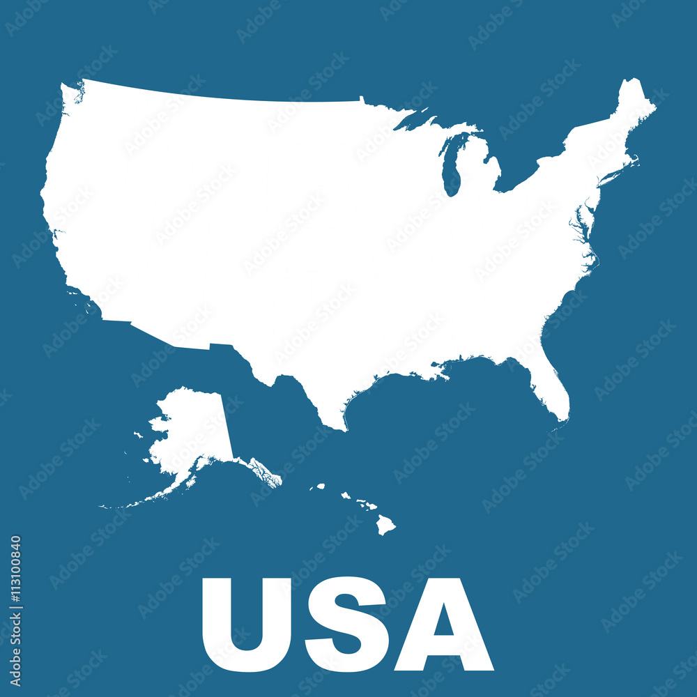 Obraz premium USA map on blue background. Flat vector