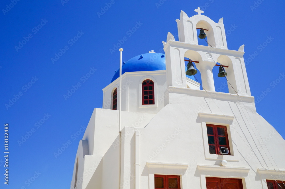 View at the Church at Santorini,  Greek Aegean island