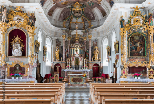 Beautiful Interior of St. Wendelin Church in Grän (Tyrol, Austria) photo