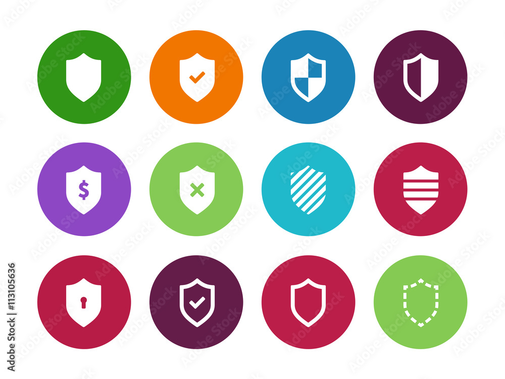Shield circle icons on white background. Shield circle icons on white background.