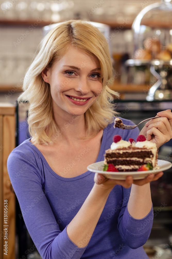 Customer with a cake alone Customer with a cake alone