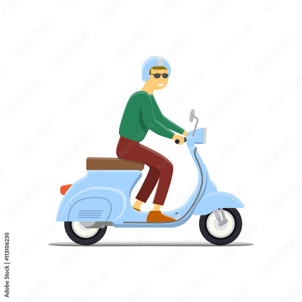 Moped Flat vector illustration
