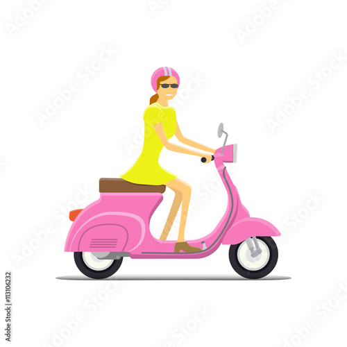 Moped Flat vector illustration