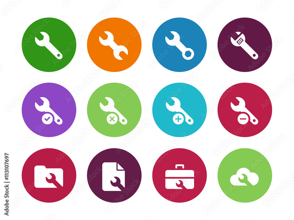 Repair Wrench circle icons on white background. Repair Wrench circle icons on white background.