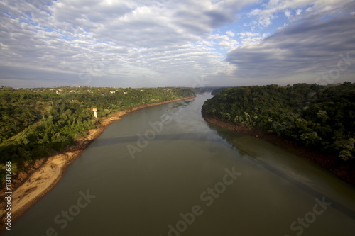 The Iguassu River, national border with Argentina on the left and Brazil on the right