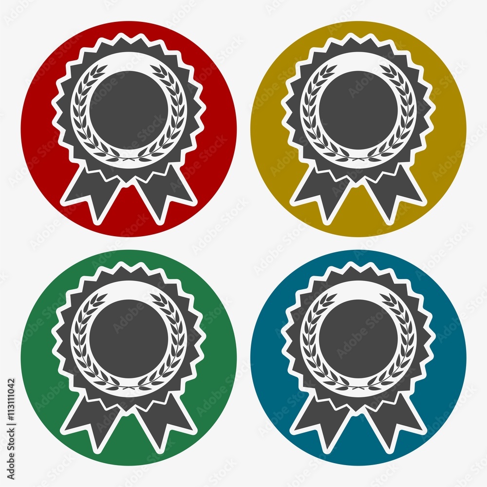 Award with laurels icons set Award with laurels icons set