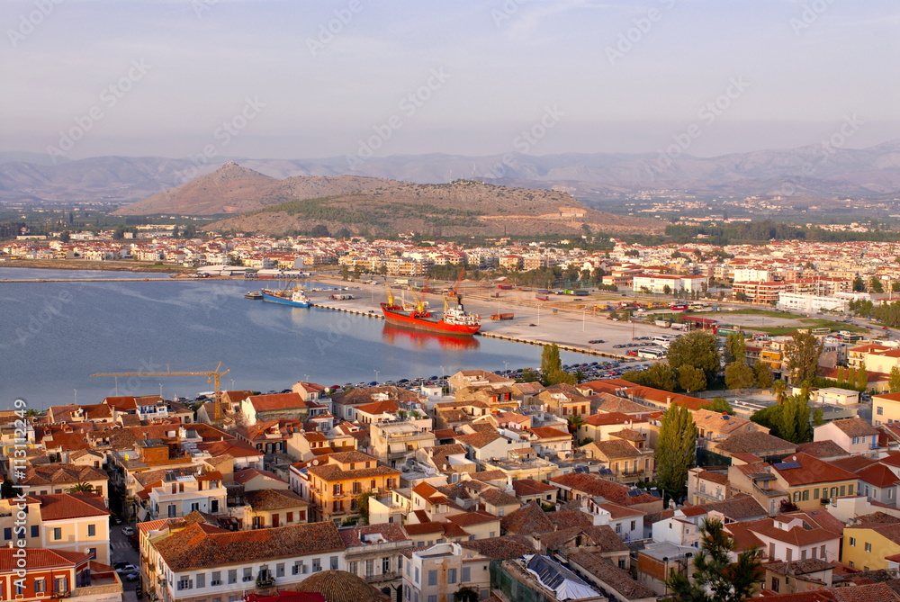 View over the town of Nafplio, Peloponnese, Greece View over the town of Nafplio, Peloponnese, Greece