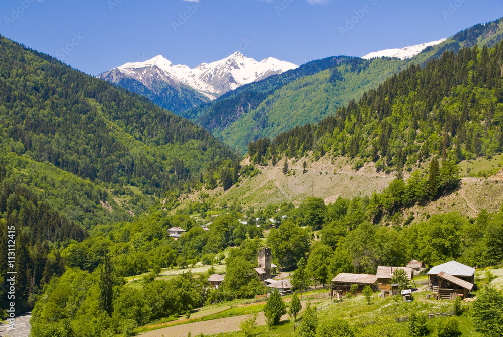 Wonderful mountain scenery of Svanetia, Georgia, Caucasus Wonderful mountain scenery of Svanetia, Georgia, Caucasus