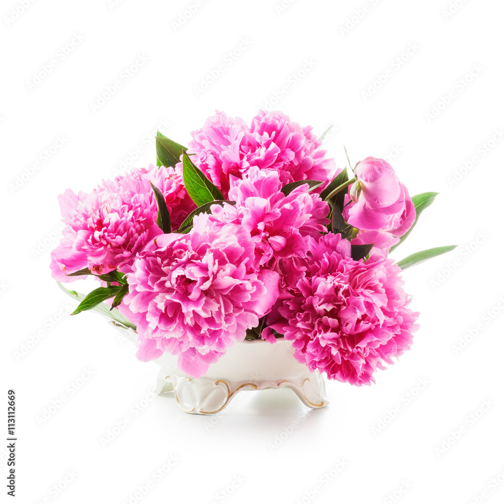 Peony pink flowers in vase