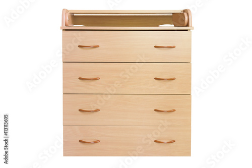 Wooden chest of drawers isolated on white