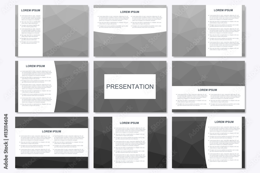 Set of modern business presentation templates in A4 size. Abstract geometrical triangle. Vector design illustration