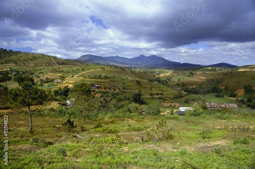 Typical landscape near Dalat, Central Highlands, Vietnam photo
