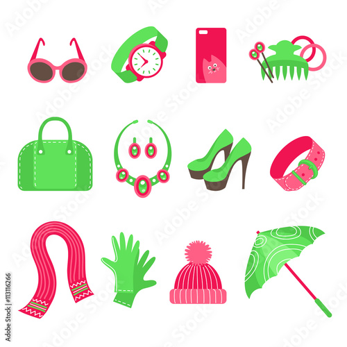 Women s accessories icons set