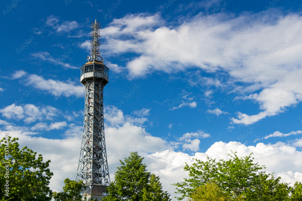 Petrin Lookout Tower (1892), resembling Eiffel tower, Petrin Hill Park, Prague, Czech Republic