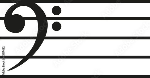 Note line with bass clef photo