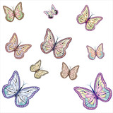 Ten pastel butterflies