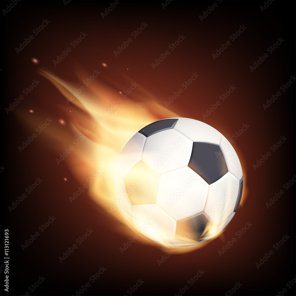 Fototapeta premium Soccer ball on fire. Isolated on a black background. Stock vecto