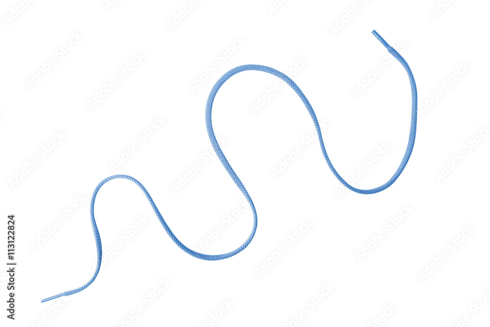 Blue Shoelace curved - isolated