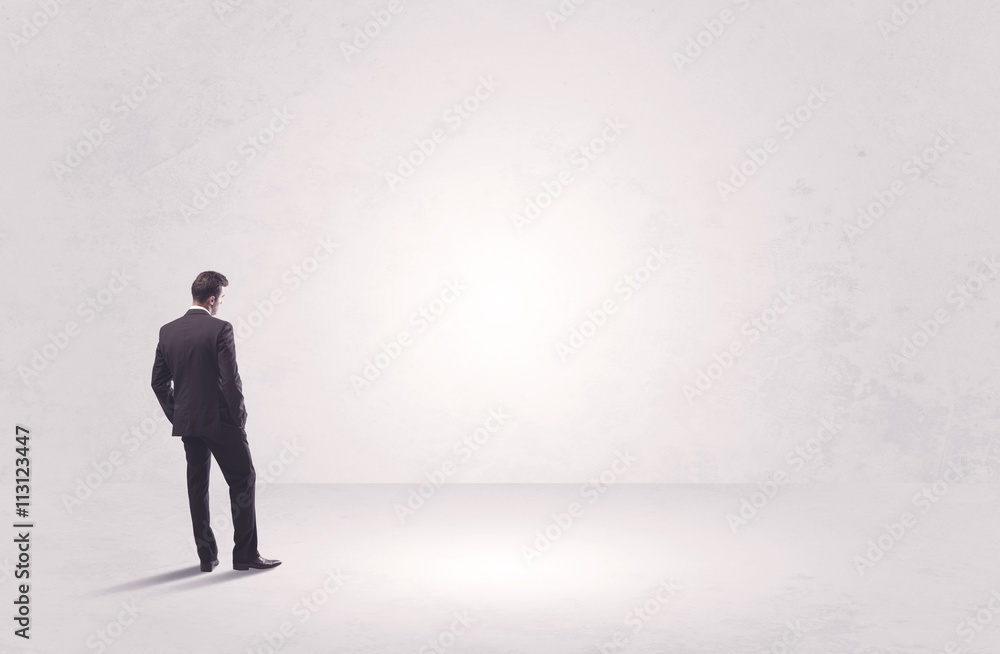 Finance worker standing in pure nothing Finance worker standing in pure nothing
