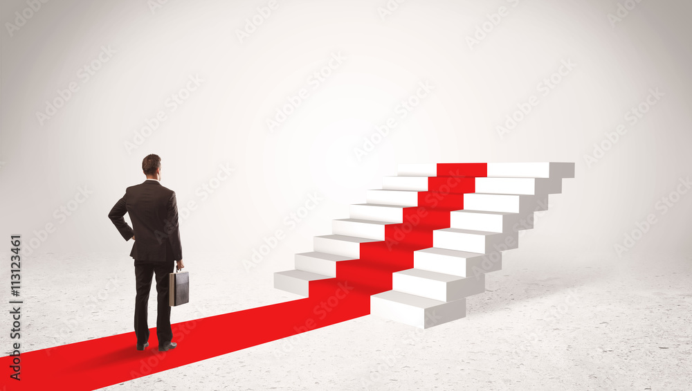Steps to success concept with businessman