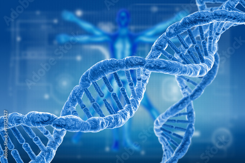 DNA and virus molecules on science background