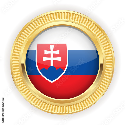 Runder Button mit slowakischer Flagge und silber Rand 