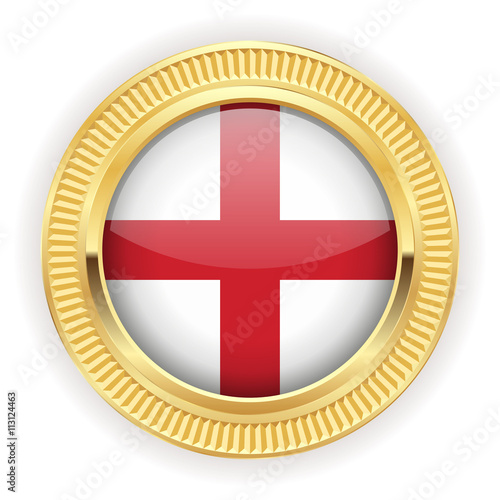Runder Button mit englischer Flagge und silber Rand 