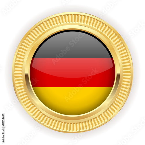 Runder Button mit deutscher Flagge und silber Rand 