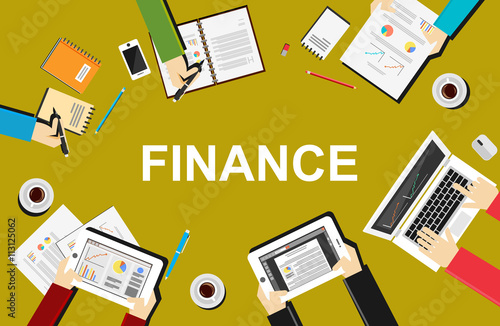 Finance illustration. Flat design illustration concepts for business, planning, management, finance, accounting, business statistics, working, investment, or teamwork. 